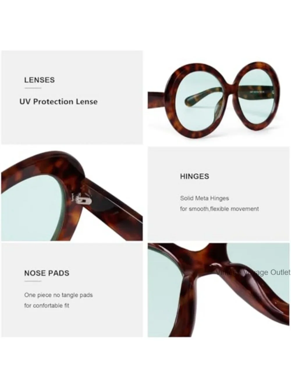 Oversized Round Plastic Sunglasses for Women UV400 Retro Circle Frame